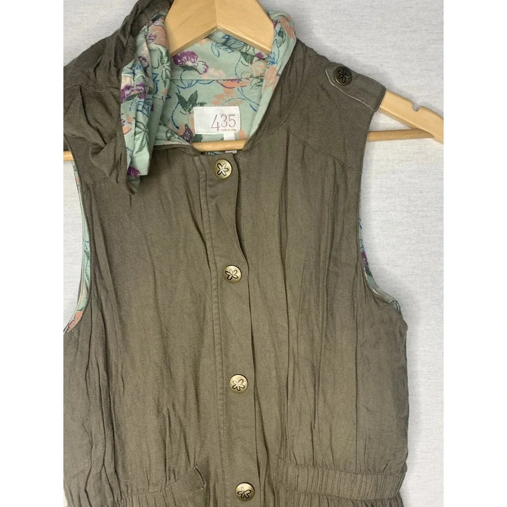 Matilda Jane 435 Vest Girls 14 Olive Green Hooded Floral Utility Boho Cottage